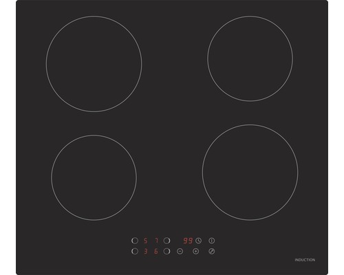 Plaque à induction avec quatre zones de cuisson et affichage numérique