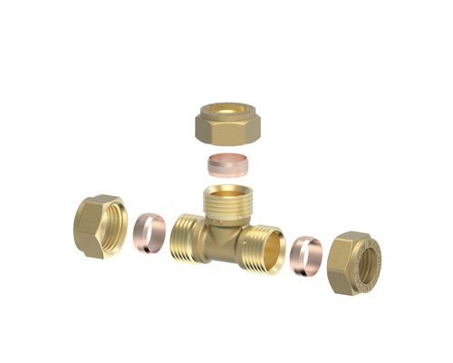 Messing T-Stück Fitting mit Klemmverschraubung
