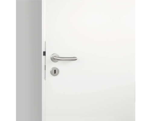 Porte intérieure blanche avec poignée de porte et trou de serrure