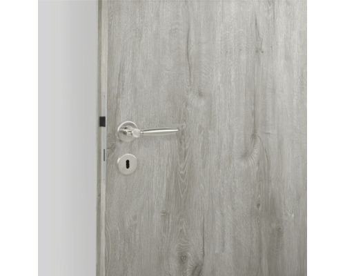 Porte en bois grise avec poignée de porte