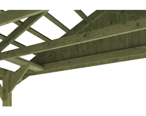 Construction en bois d''une maison de jardin avec chevrons