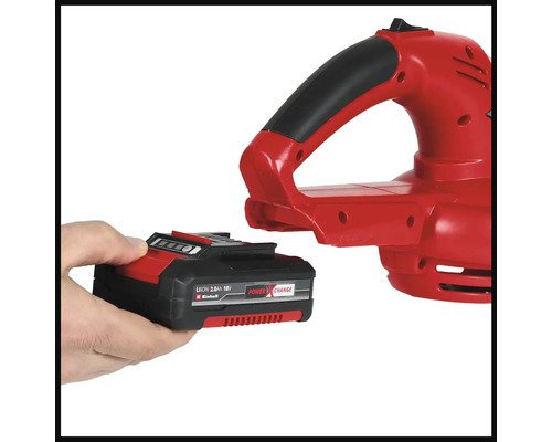 Batterie Einhell raccordée à un aspirateur de feuilles