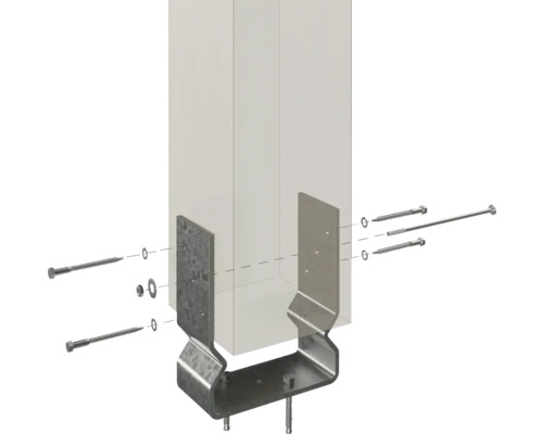 Support de poteau avec vis pour fixation sur un poteau en bois