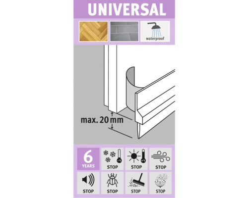 Profilé d''étanchéité universel avec propriétés et symboles