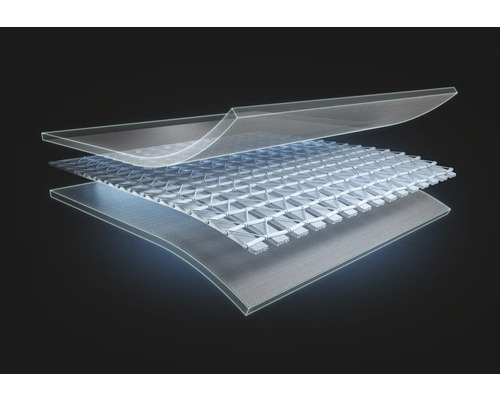 Structure en couches d''une construction textile à trois couches