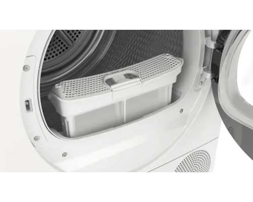 Sèche-linge ouvert avec filtre à peluches