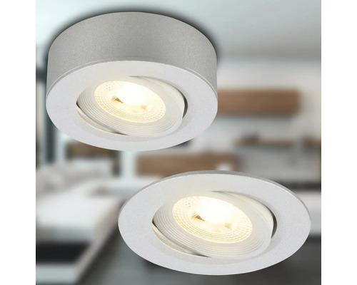 Zwei runde, schwenkbare Deckeneinbauleuchten