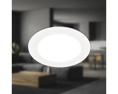 Éclairage à encastrer rigide 1 x LED 12 W Ø 17 cm blanc Spot encastrable rond dans un salon