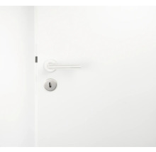Porte intérieure blanche avec poignée de porte et serrure