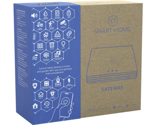 Emballage de la passerelle Smart Home de Hornbach pour contrôler les appareils de la maison et du jardin