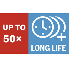 Symbole pour une durée de vie jusqu''à 50 fois plus longue