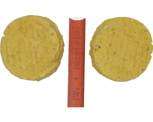 Deux pierres de nettoyage d''enduit rondes avec une règle de mesure pour indication de la taille