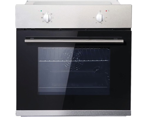 Einbauherd mit schwarzer Glasfront und Bedienelementen