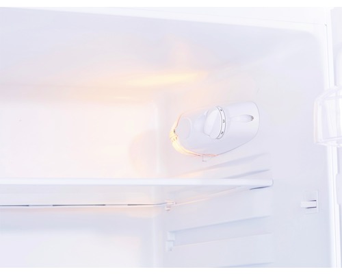 Vue intérieure d''un réfrigérateur avec thermostat et étagère