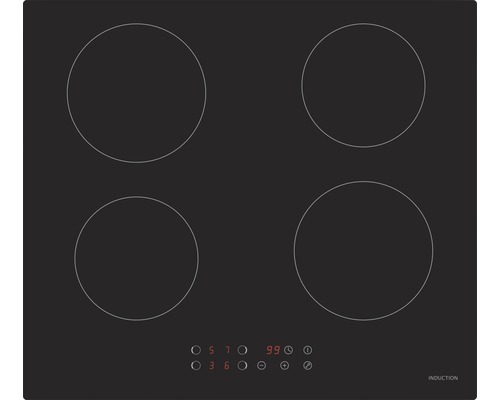 Table de cuisson à induction avec quatre zones de cuisson