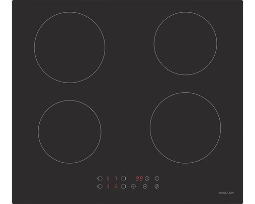 Table de cuisson à induction avec quatre zones de cuisson