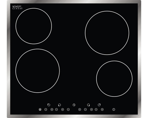 Plaque de cuisson vitrocéramique avec quatre zones de cuisson