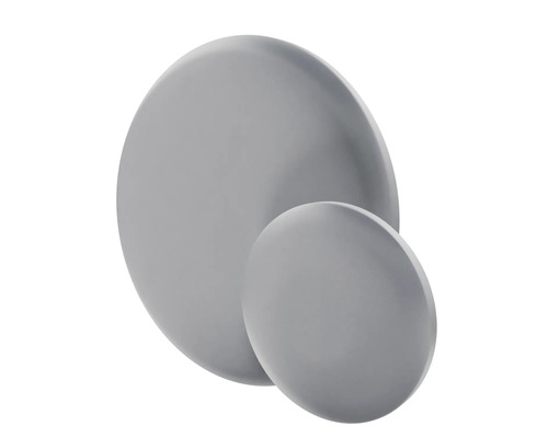 Deux boutons de meubles ronds gris de différentes tailles