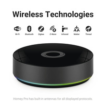 Concentrateur de maison intelligente noir avec prise en charge Wi-Fi, Bluetooth, Zigbee, Z-Wave, infrarouge, Matter et Thread