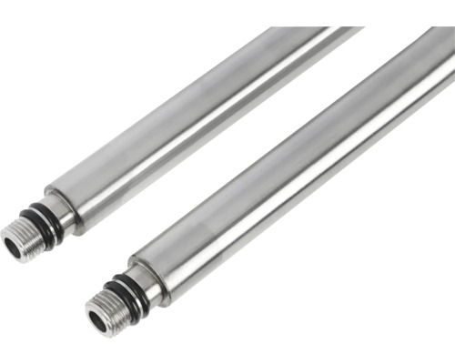 Zwei Metallrohre mit Gewindeenden