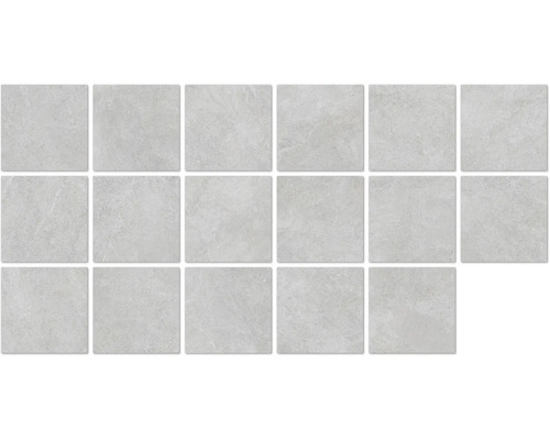 Carreaux de sol rectangulaires avec décor en pierre, disposés en quatre par quatre