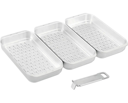 Trois bacs d'égouttement avec outil de levage