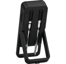 Digitales Bratenthermometer mit zwei Fühlern in schwarzer Halterung