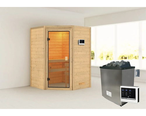 Sauna d''intérieur avec poêle de sauna et commande
