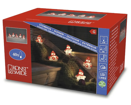 Emballage d''une guirlande lumineuse avec des figurines de bonhomme de neige pour l''extérieur de Konstsmide, avec 40 lumières LED