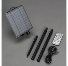 Panneau solaire avec piquet de terre, rallonges, câble USB et télécommande