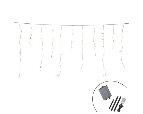Guirlande lumineuse solaire en forme de glaçons avec panneau solaire, piquet et télécommande