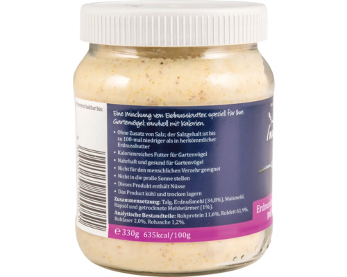 Beurre de cacahuète pour oiseaux de jardin en pot de verre