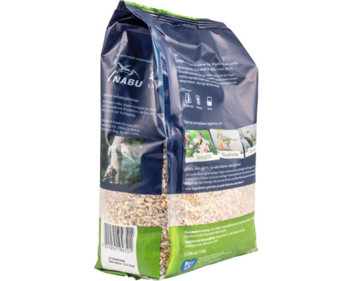 Paquet de nourriture pour oiseaux avec graines de tournesol, brisures de maïs et brisures d''avoine