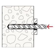 Illustration eines Dübels in einer Betonwand
