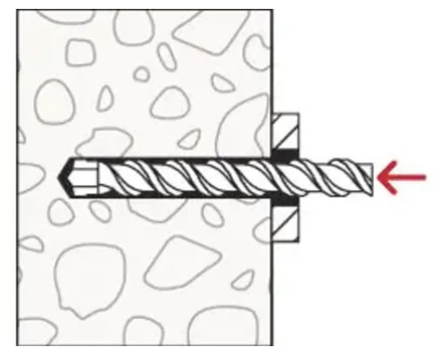 Illustration eines Dübels in einer Betonwand