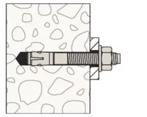 Illustration eines Bolzenankers in einer Betonwand