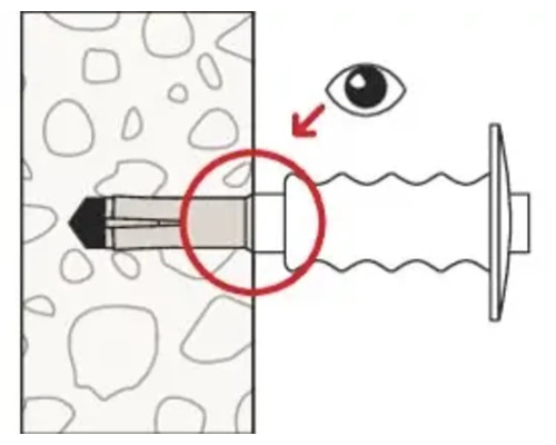 Illustration eines Dübels in einer Wand