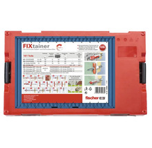 Rote Fixainer Box mit Dübel- und Schraubensortiment von Fischer, 181 Teile