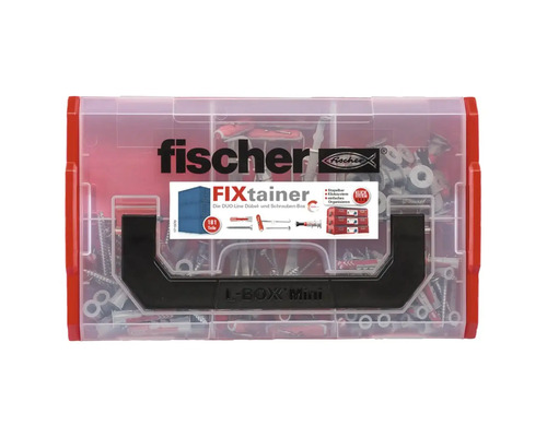 Fischer Fixtainer L-Box Mini, eine Sortimentsbox mit Dübeln und Schrauben