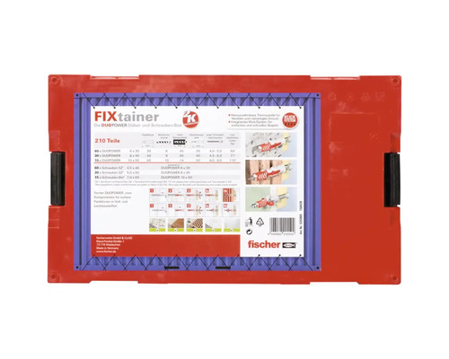 Fischer Fixtainer mit DuoPower Dübel und Schrauben, 210 Teile