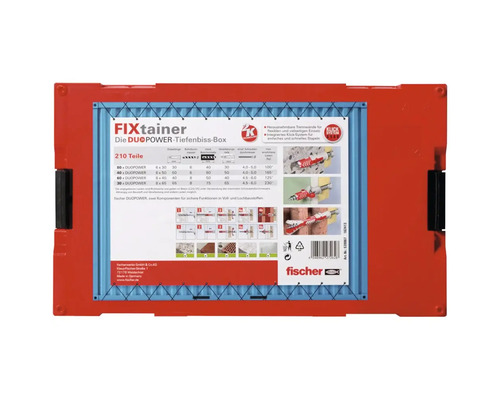 Fischer Fixtainer Dübelbox mit Duopower Tiefenbiss Dübeln, 210 Teile