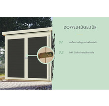 Doppelflügeltür mit Sicherheitsüberfalle und farbiger Vorbehandlung