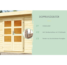 Doppeltür aus Holz mit Glaseinsätzen für Gartenhaus