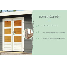 Gartenhaus Karibu Davos Pultdach inkl. Anbaudach und Schrank 319 x 219 cm terragrau