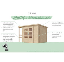 Gartenhaus Karibu Davos Pultdach inkl. Anbaudach und Schrank 319 x 219 cm terragrau