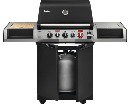 Barbecue à gaz Enders avec surfaces de rangement, affichage de la température et bouteille de gaz