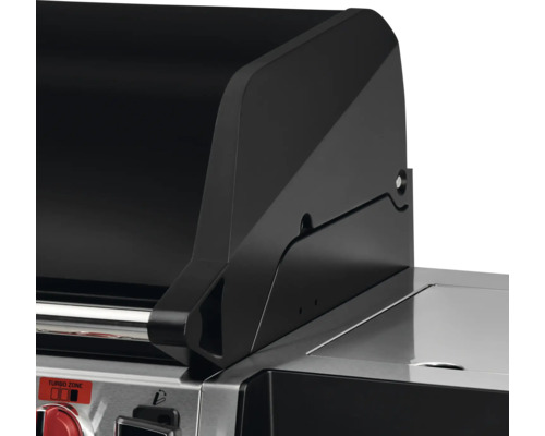 Vue détaillée d''un barbecue à gaz avec couvercle noir