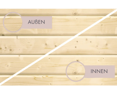 Profilé en bois montrant les côtés extérieur et intérieur