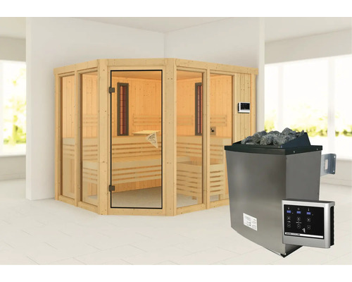 Sauna d''intérieur avec poêle de sauna et commande de sauna
