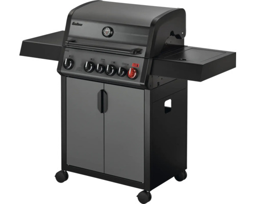 Barbecue à gaz avec tablettes latérales et armoire basse